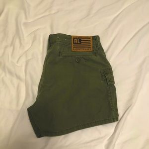 RALPH LAUREN GREEN 100% COTTON MINI CARGO SHORT